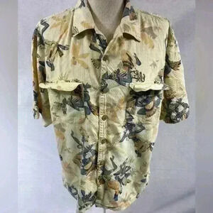 Tommy Bahama  Hula Dancer Men's Button-Up Shirt Medium Yellow